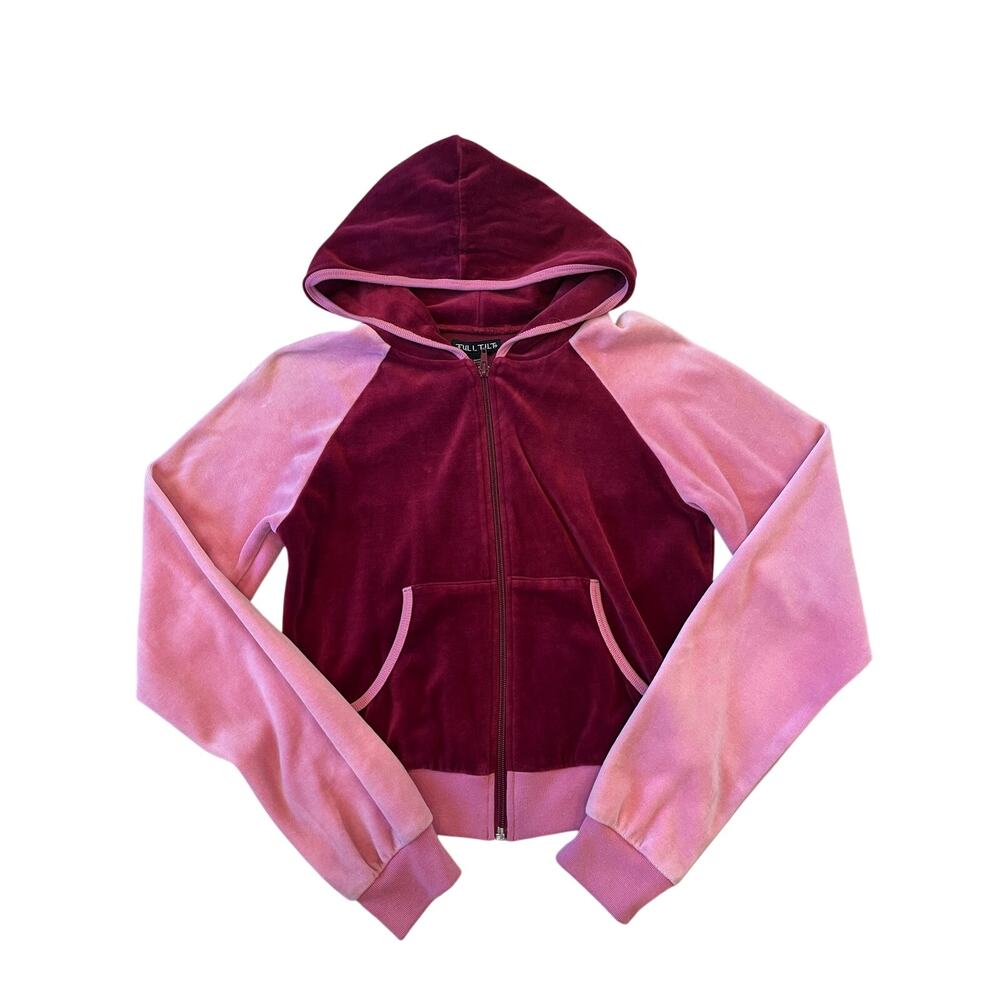 y2k pink velour zip up